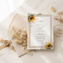 Convite de Casamento Rústico Floral Elegante de Ou