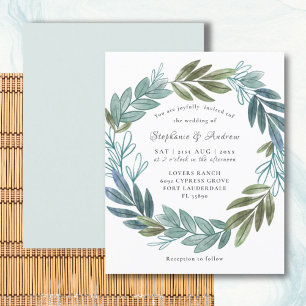 Convite de Casamento Rústico Folhagem Verde Sálvia