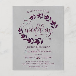 Convite de Casamento Rústico Folhas de Cassis em C