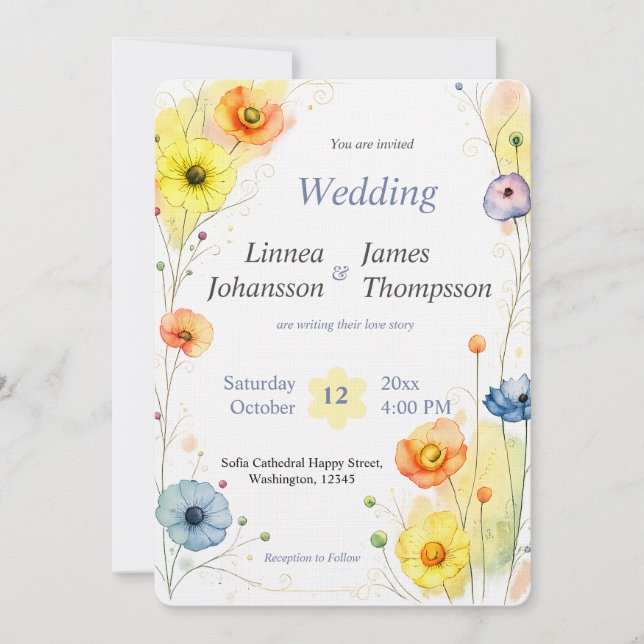 Convite de Casamento Rústico Jardim de Anêmona de  (Frente)
