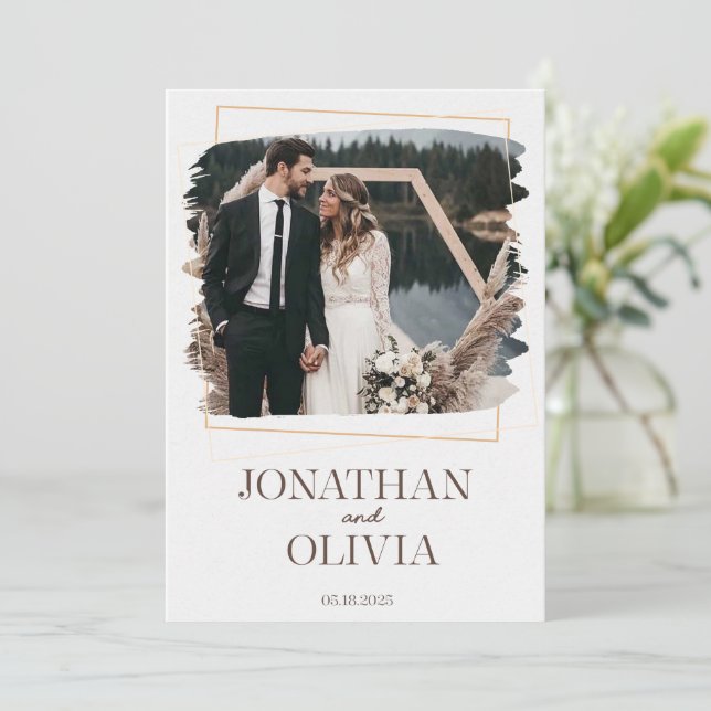 Convite de Casamento Rústico Moderno (Em pé/Frente)