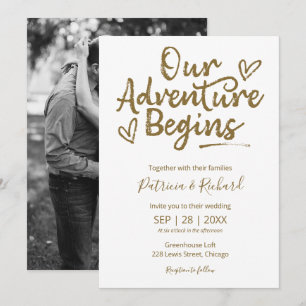 Convite de Casamento Rústico Nosso Aventura Começa
