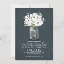 convite de casamento rústico para mason jar floral