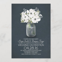 convite de casamento rústico para mason jar floral