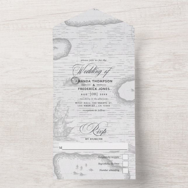 Convite de casamento rústico vintage náutico tudo  (Interno)