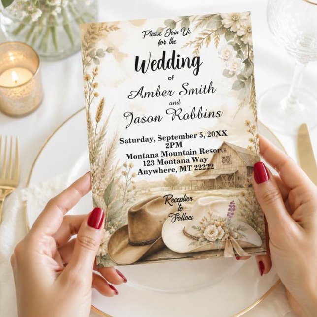 Convite de Casamento Rústico Western de Celebração (Criador carregado)