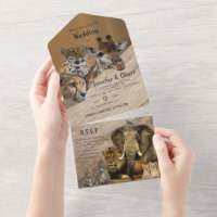 Convite de Casamento Safari com Tudo em Um