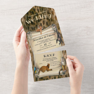Convite de Casamento Safari com Tudo em Um