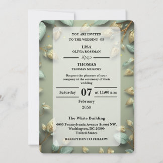 Convite de Casamento Sage Gold Luxe Greenery