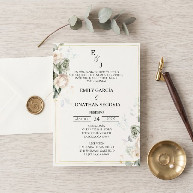 convite de casamento sage green (Criador carregado)