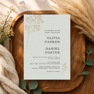 Convite de Casamento Sage Green Baby's Breathe