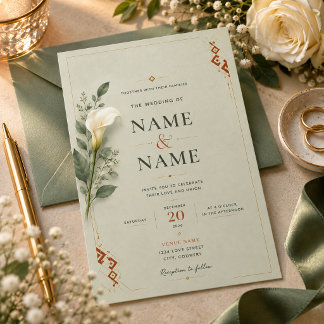 Convite de Casamento Sage & Terracota