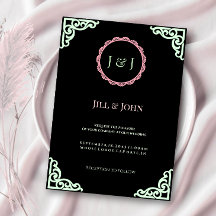 Convite de Casamento Sage Verde Carta Art Déco