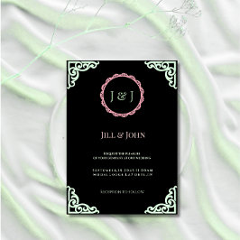 Convite de Casamento Sage Verde Carta Art Déco