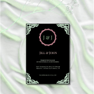 Convite de Casamento Sage Verde Carta Art Déco