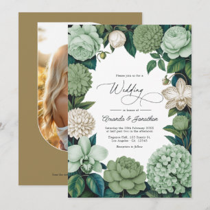 Convite de Casamento Sage Whisper, Linen Ivory & O