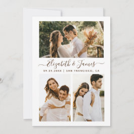 Convite de Casamento Salvar a Data com 3 Fotos Mod