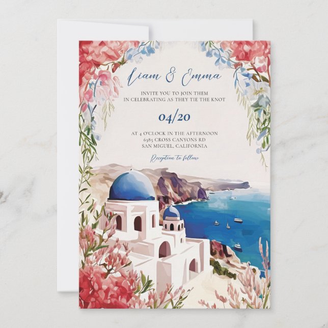 Convite de casamento Santorini Destino de Casament (Frente)