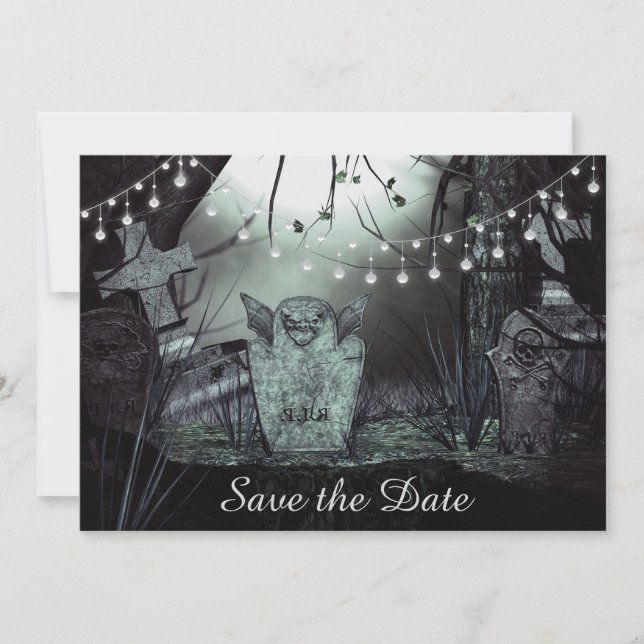 Convite de casamento Save the Date Cemitério Gótic (Frente)