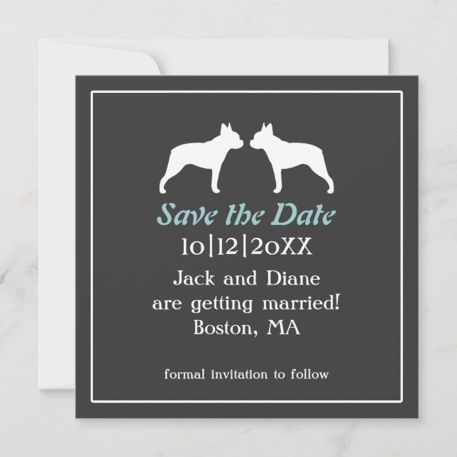 Convite de casamento Save the Date com Boston Terr (Frente)