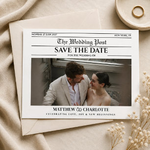 Convite de Casamento Save the Date em Jornal