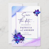 Convite de Casamento Save the Date Orquídea Azul R