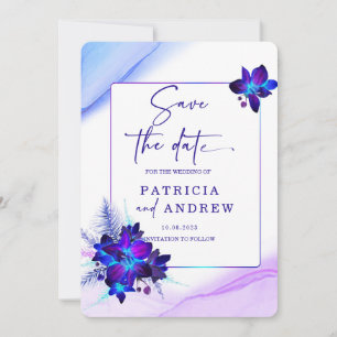 Convite de Casamento Save the Date Orquídea Azul R