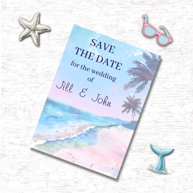 Convite de Casamento Save The Date Praia Tropical (Criador carregado)