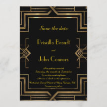 Convite de casamento Save the Date, preto, grande-