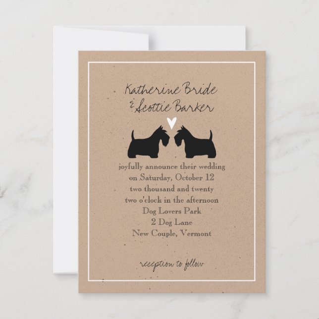Convite de Casamento Scottish Terriers (Frente)