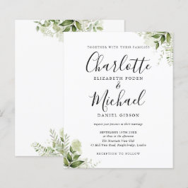 Convite de Casamento Script Folhas de Verdura Orça