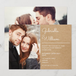 Convite de Casamento Script Moderno Rústico Kraft 