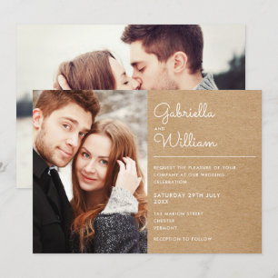 Convite de Casamento Script Moderno Rústico Kraft