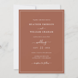 Convite de Casamento Script Terracota