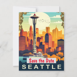 Convite de Casamento Seattle Needle Verde