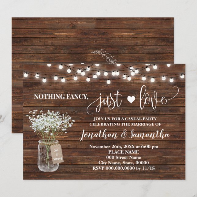 Convite de Casamento Sem Frescuras Apenas Amor Fug (Frente/Verso)