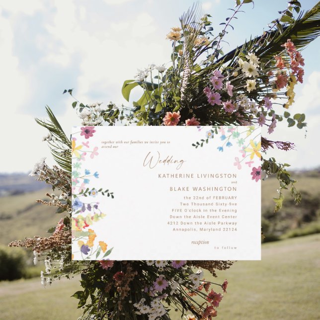 Convite de Casamento Sem Pais Flores Silvestres em (Criador carregado)