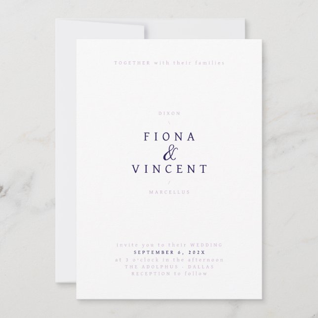 Convite de Casamento Serif de Gravidade Mínima (Frente)