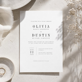 Convite de Casamento Serif Minimalista Moderno