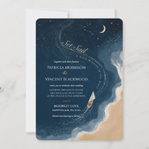 Convite de Casamento Set Sail Mar-Céu