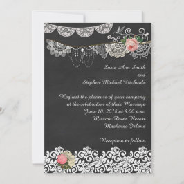 Convite de Casamento ShabbyChic com Quadro Negro e
