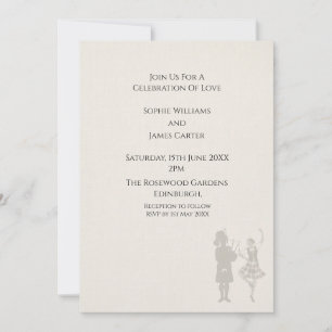 Convite de Casamento Silhueta de Casal Vintage
