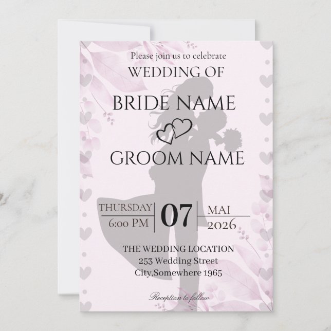 Convite de Casamento Silhueta Minimalista (Frente)