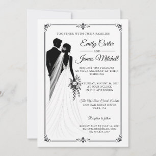 Convite de Casamento Silhueta Preto e Branco