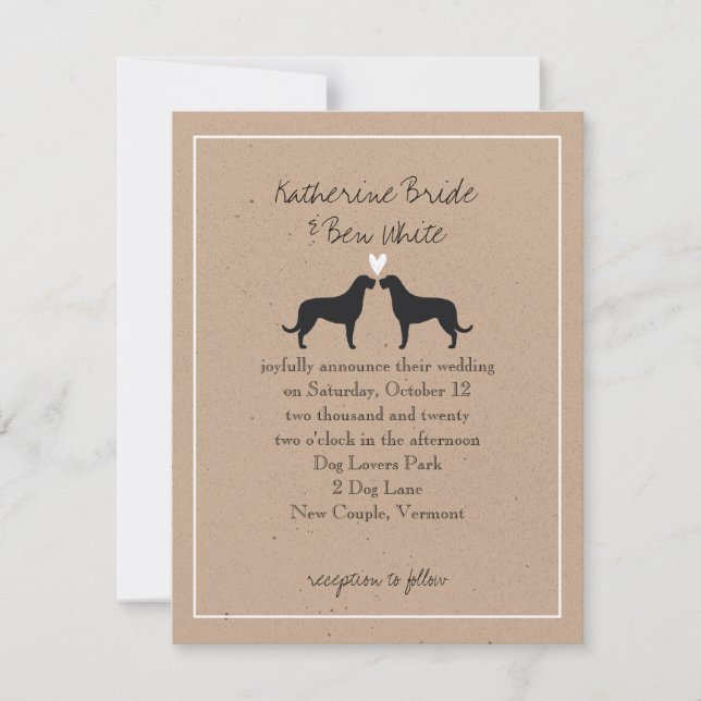 Convite de Casamento Silhuetas Irish Wolfhound (Frente)