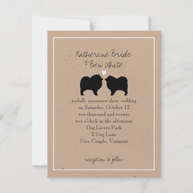 Convite de Casamento Silhuetas Keeshond (Frente)