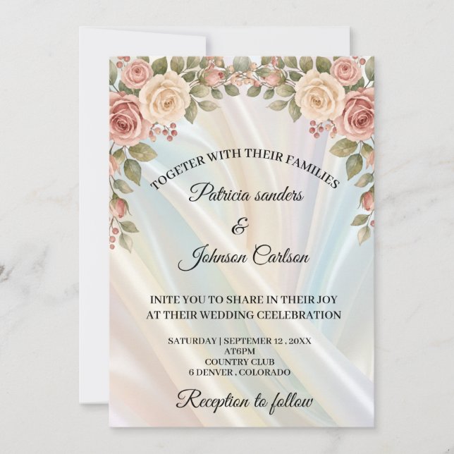 Convite de Casamento Silk & Spring Blossoms (Frente)