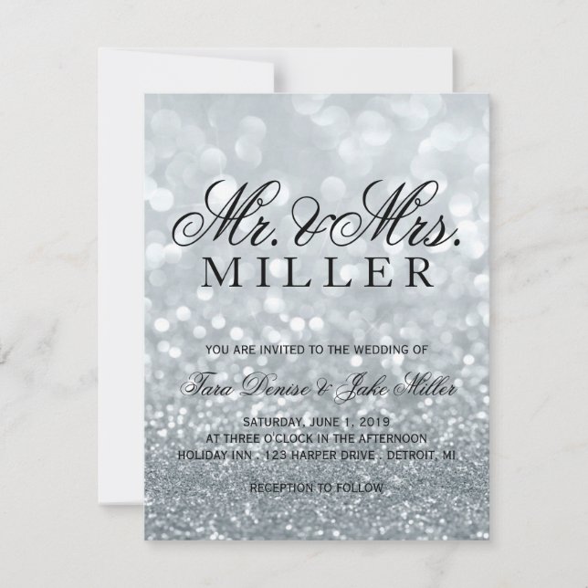 Convite De Casamento - Silver Glit Fab (Frente)