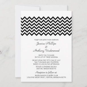 Convite de casamento Simple Chevron Ebony