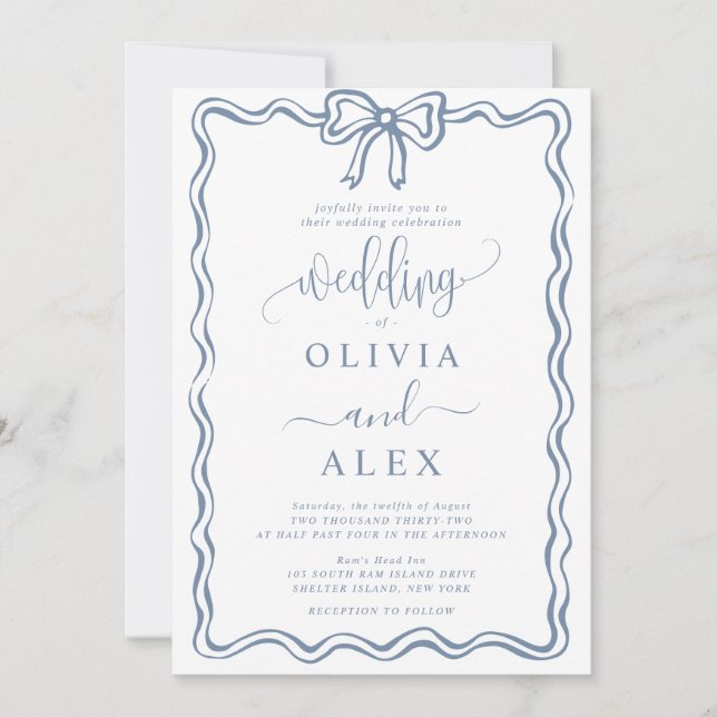 Convite de Casamento Simple Classic Doodles (Frente)